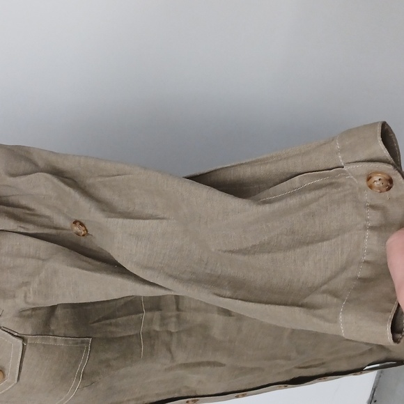 Tahari Arthur S. Levine Olive Brown Drab Shirt Dress Size 6 - Picture 6 of 8